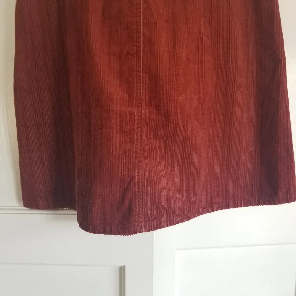 Rewash Rust Corduroy Skirt with Wide Self Belt